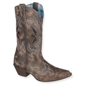 Laredo Lucretia Womens Snake Print Snip Toe Cowboy Boot
